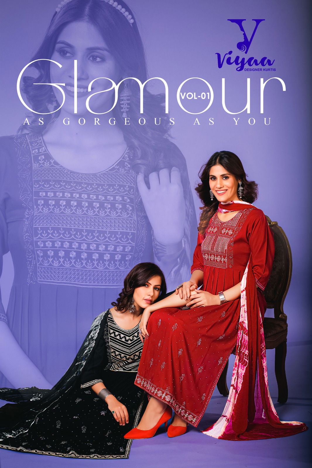 Glamour V1 By Viyaa Designer Kurti With Bottom Dupatta Catalog